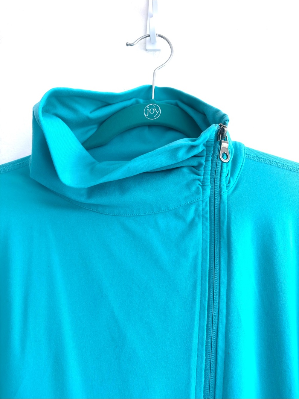 Karma Turquoise Asymmetrical Zip Dolman Sleeve Activewear Yoga Jacket S - Picture 2 of 7